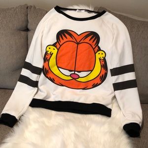 Garfield Graphic White & Black Pullover Sweatshirt